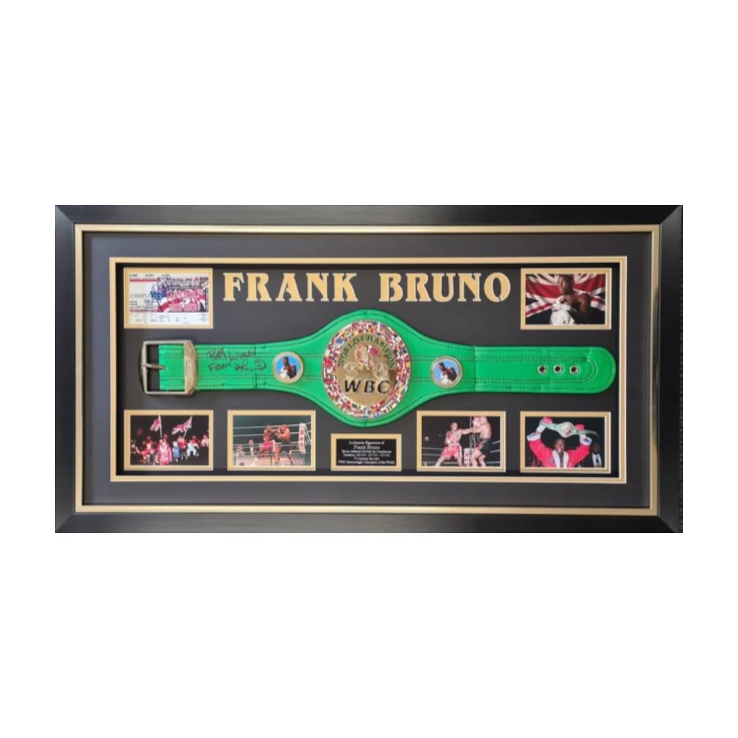 nk Bruno Signed Mini Belt Framed With 6 Images Engraved Lettering & Engraved Plaque