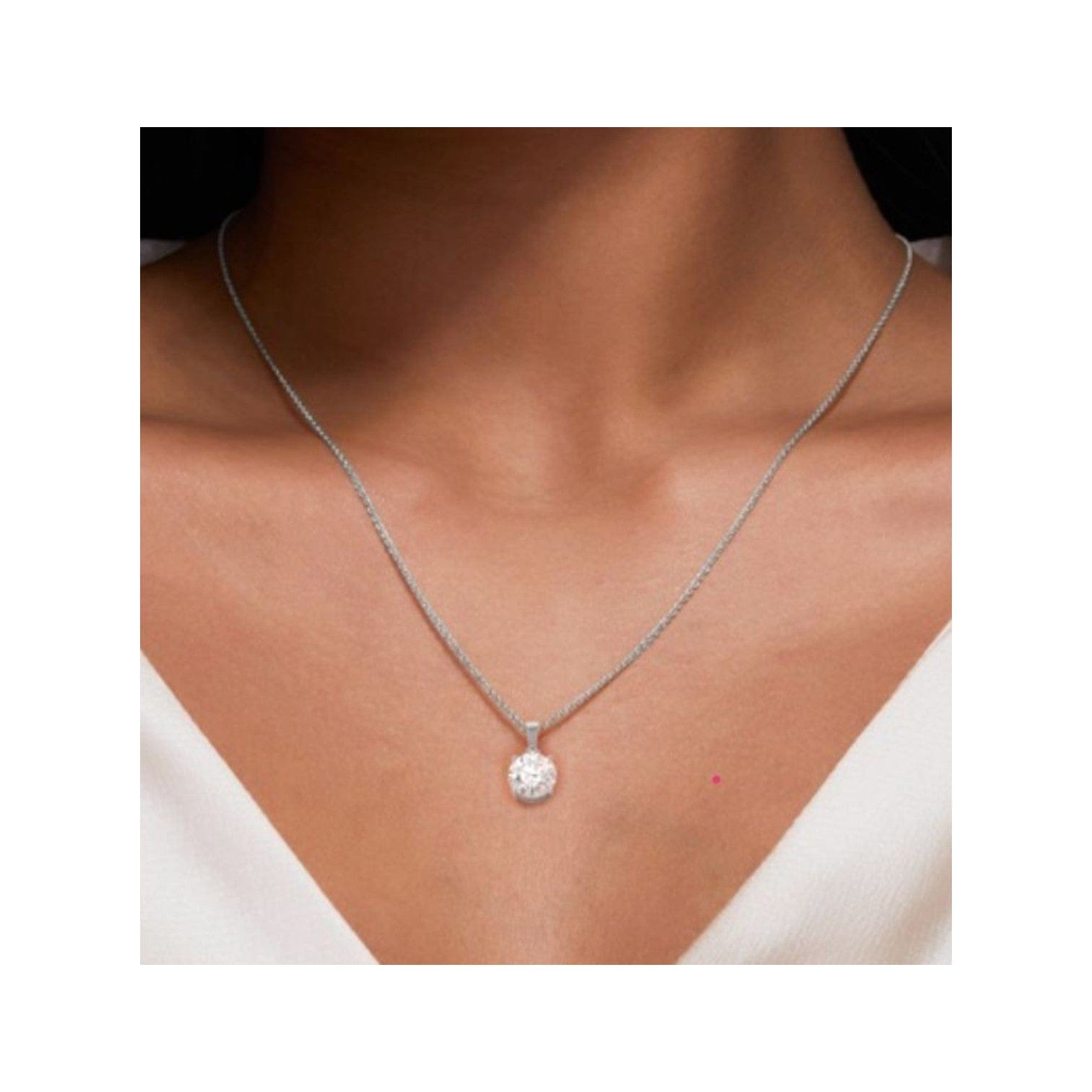 Brilliant Cut Solitaire Man Made Diamond Pendant On A 925 Silver Chain