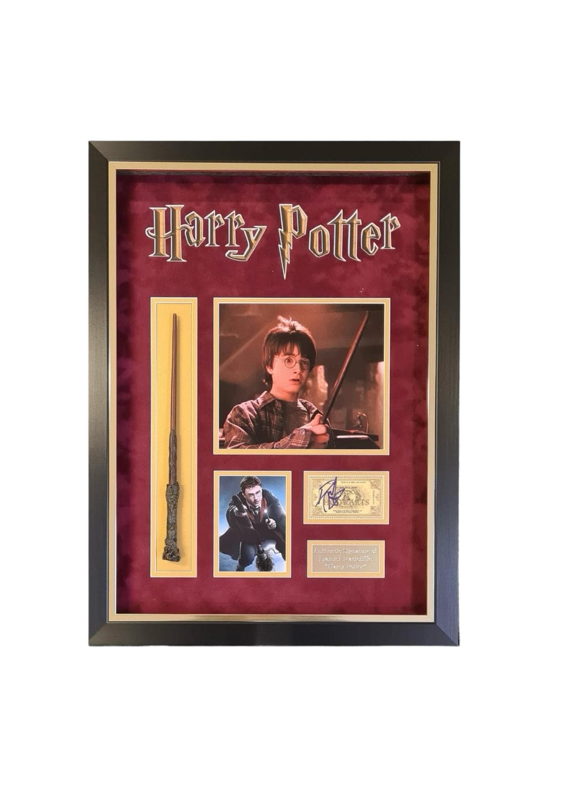 A Daniel Radcliffe Signed Hogwarts Train Ticket Display