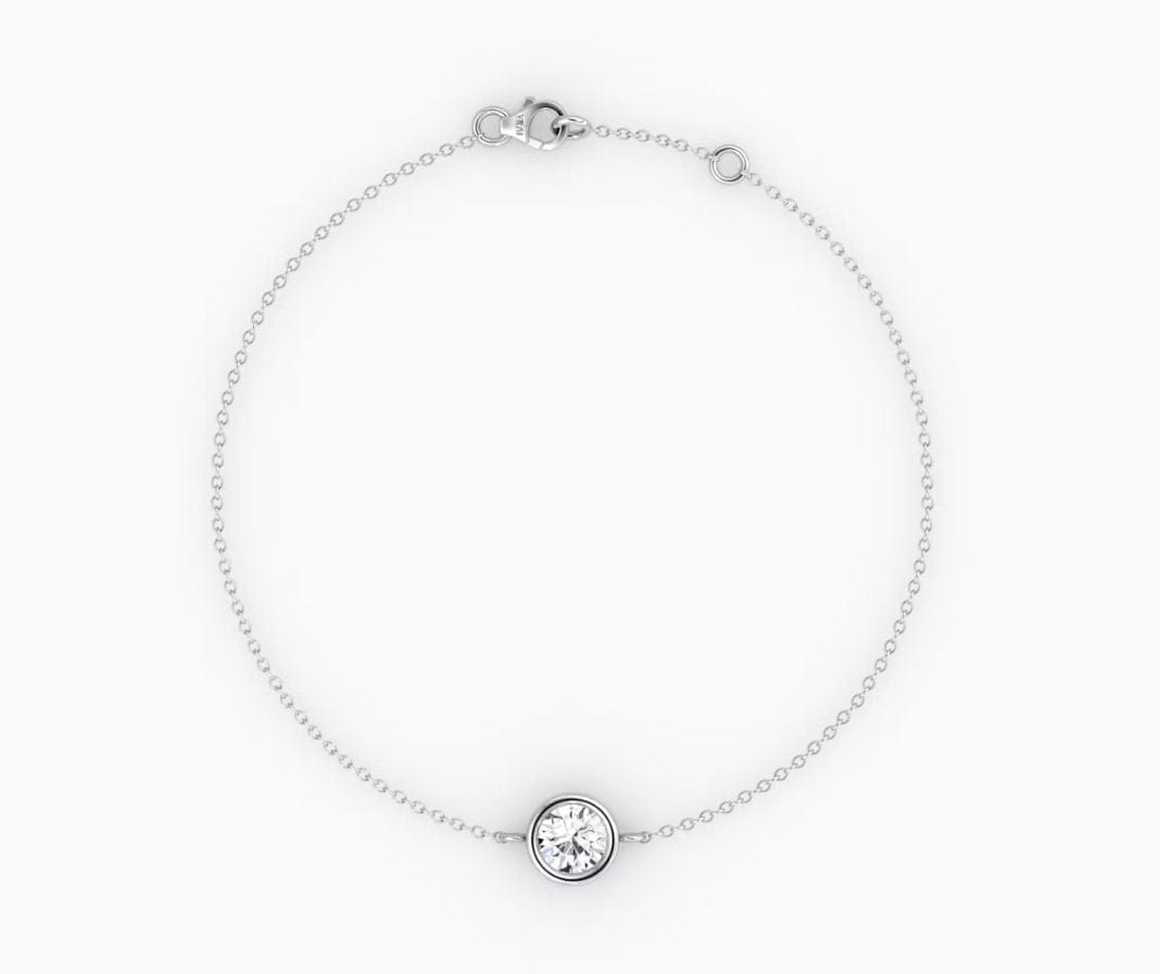 Bezel Mount Brilliant Cut Man Made Diamond Bracelet 925 Silver