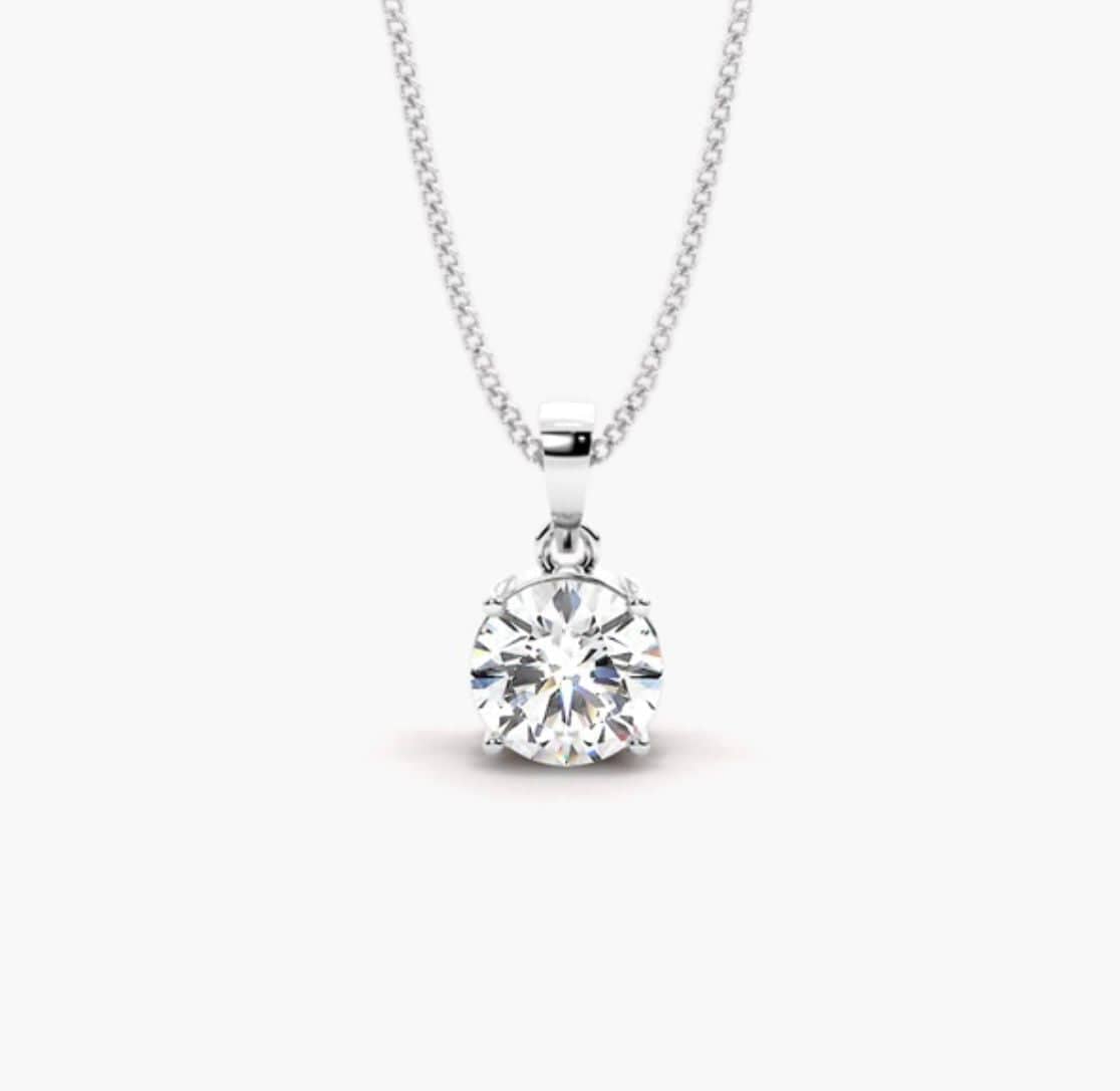 Brilliant Cut Solitaire Man Made Diamond Pendant On A 925 Silver Chain