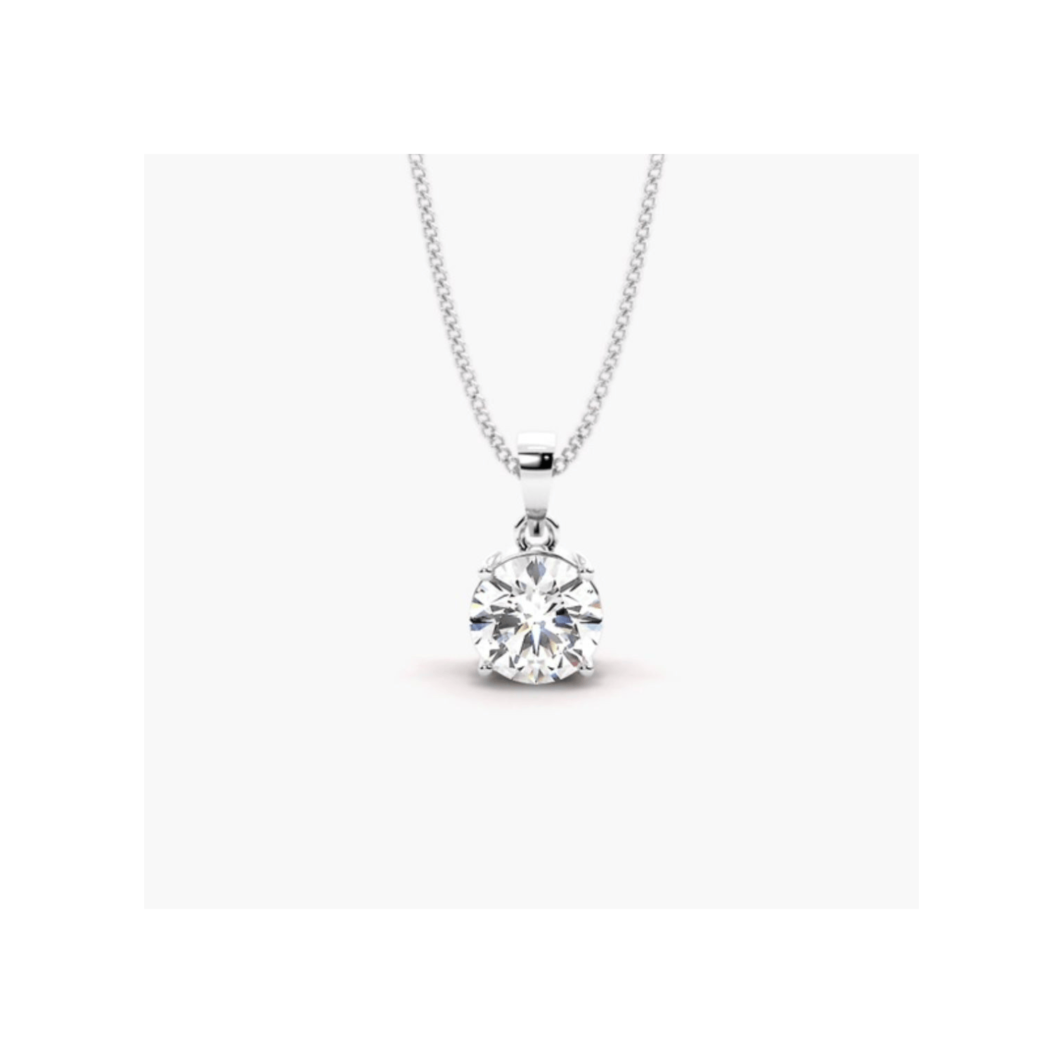 Brilliant Cut Solitaire Man Made Diamond Pendant On A 925 Silver Chain