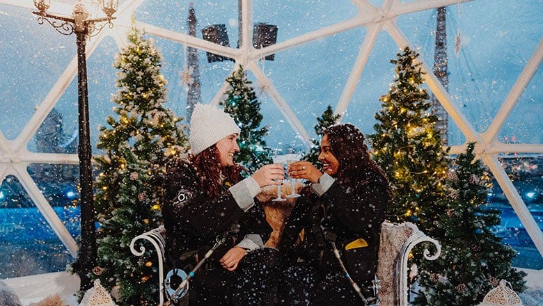 Step Inside A Full Snow Globe Experience with Christmas at Up at The Top of The O2 - Snow Globe Climb for Two